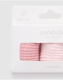 Purebaby - 3 Pack Rib Socks -Kids-Babies