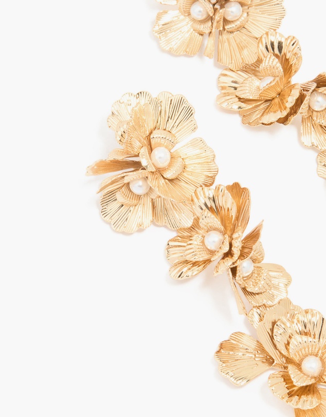Lovisa - Gold Molten & Pearl Flower Drop Earrings