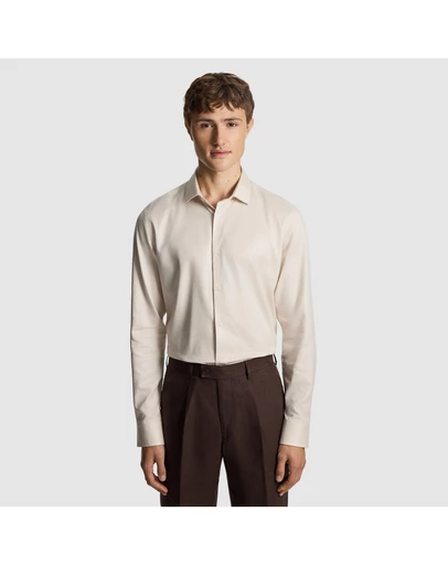 yd. - Clubman Pure Cotton Twill Slim Fit Dress Shirt