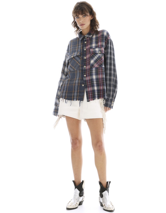 THE TALES - Cut Off Patchwork Check Shirt