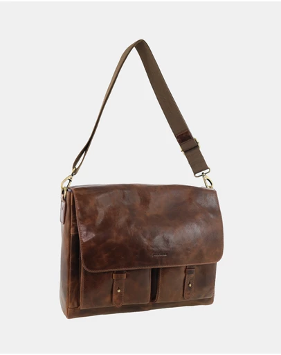 Pierre Cardin - Pierre Cardin Men's Leather Refined Messenger/Computer Bag