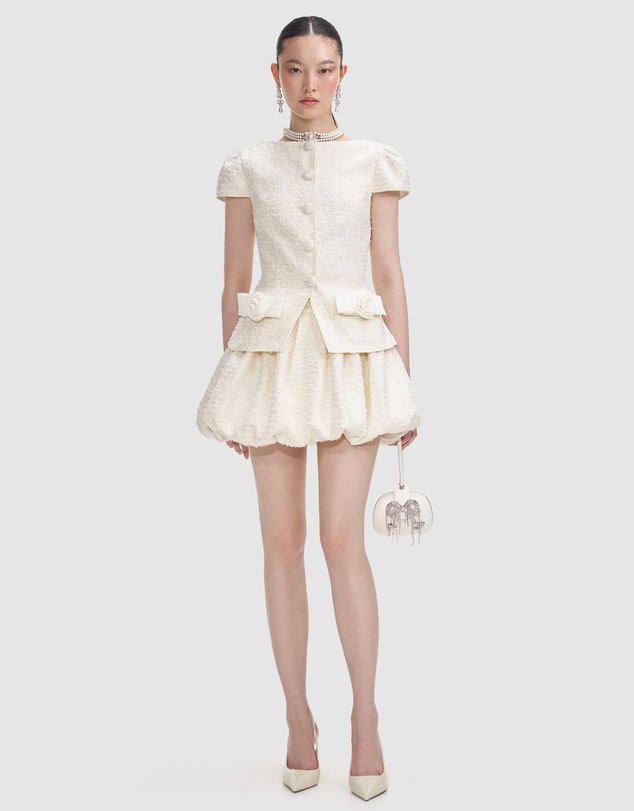 Self Portrait - Boucle Bow Detail Mini Dress