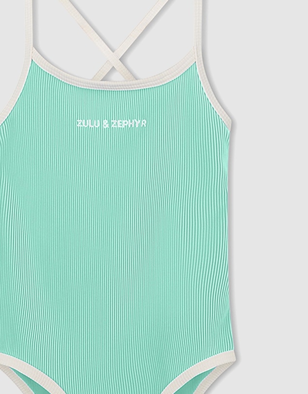 Zulu & Zephyr Mini - Mini Stripe Rib Logo One Piece - Babies-Teens