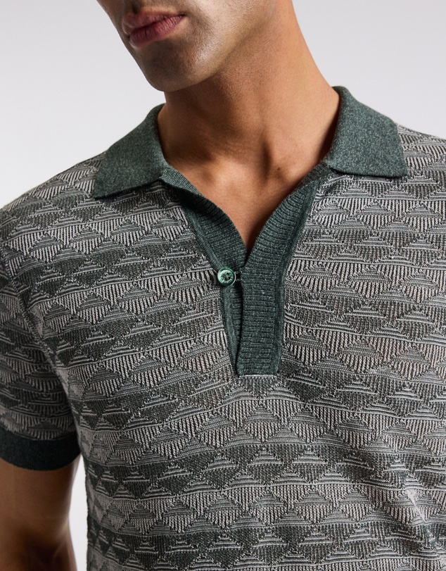 Calibre - Two-Tone Geometric Jacquard Polo Fern