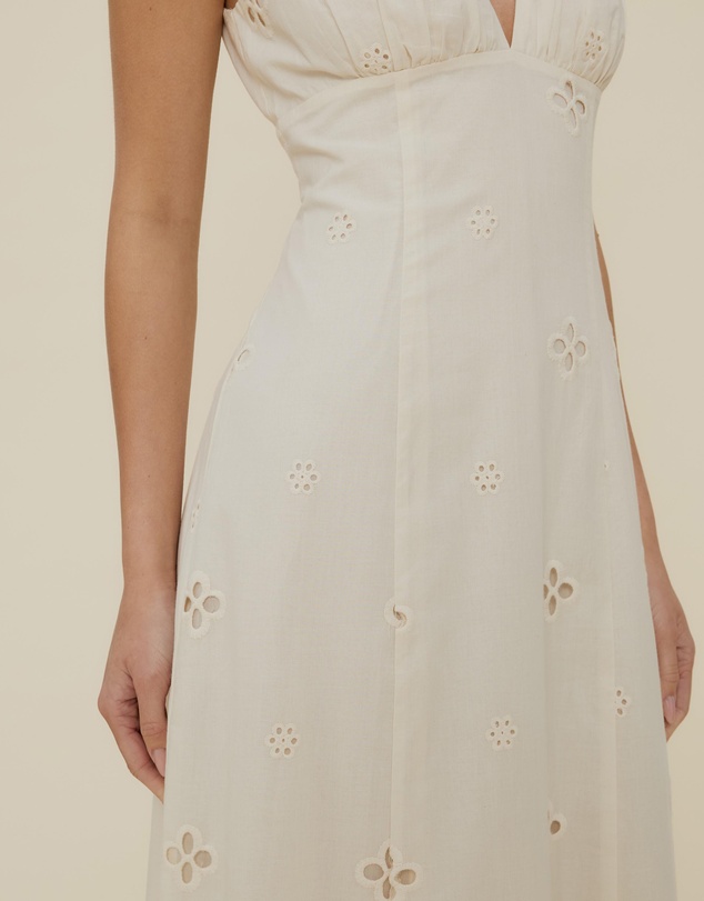 The Fated - Esther Column Broderie Midi Dress