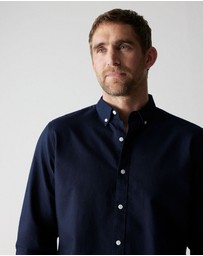 Trenery - Regular Fit Cotton Oxford Shirt in Navy