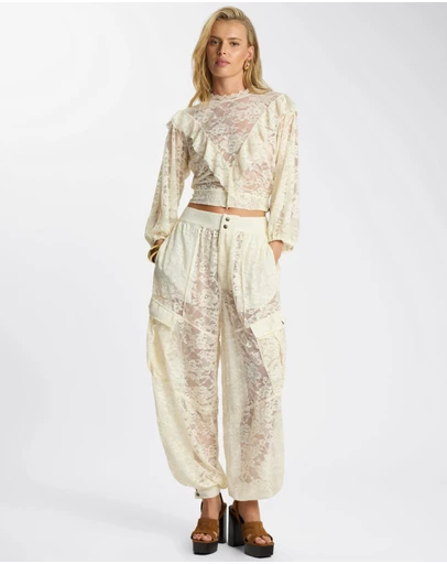 ONE TEASPOON - Savage Romance Utility Lace Pants - Vintage White