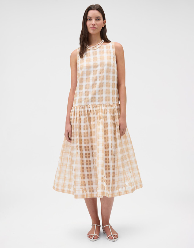 Oroton - Sheer Check Drop Waist Dress