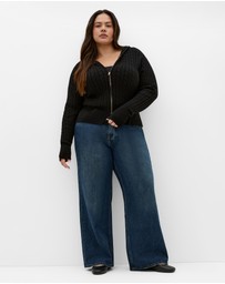 City Chic - Kayla Hooded Zip Through Knit Cardigan