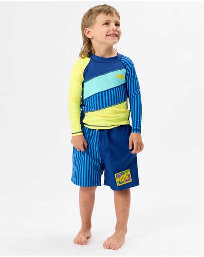 Goldie + Ace - Stripe Panel Board Shorts - Babies-Kids
