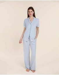 Gingerlilly - Lyon Ribbed Short Sleeve Button Up Top
