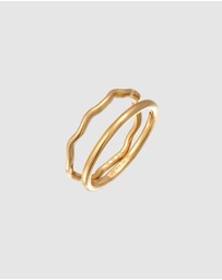 Elli Jewelry - Ring Stack Set Of 2 Geo in 925 Sterling Silver Gold Plated