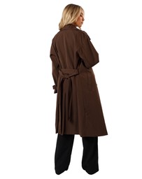 Petal & Pup - Billy Button Front Trench Coat - Chocolate Brown
