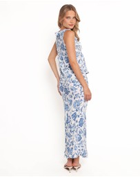 Petal & Pup - Claud Maxi Skirt - Blue White Floral