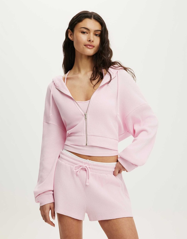 Cotton On Body - Off Duty Waffle Cropped Hoodie