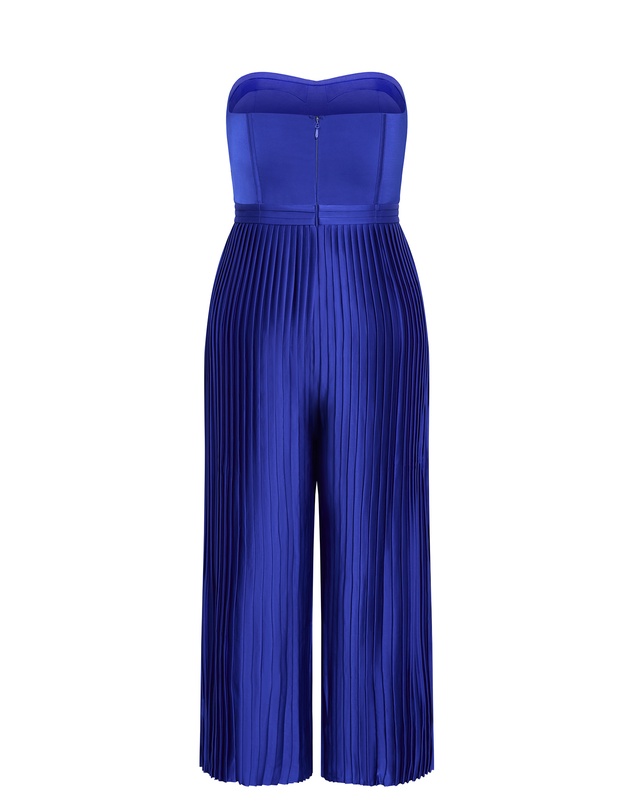 City Chic - Plus size Palazzo Pleat Jumpsuit - cobalt