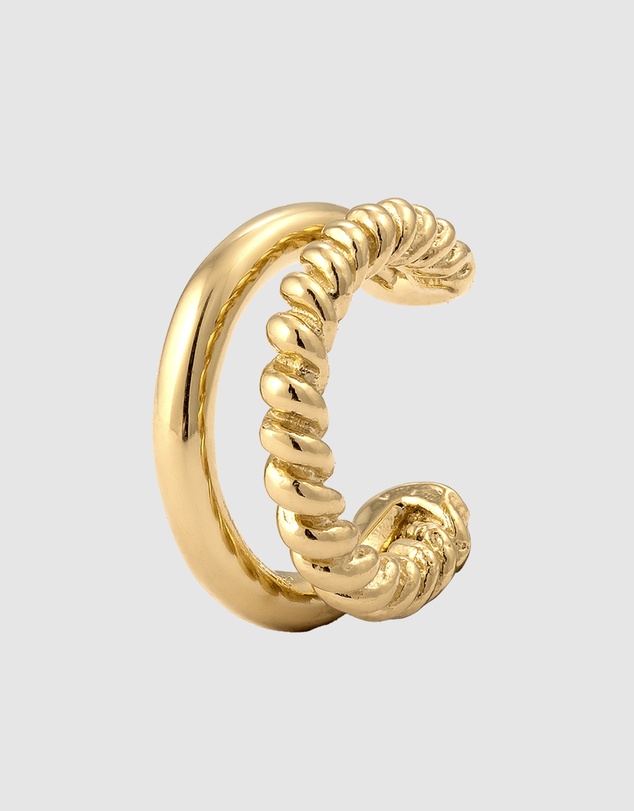 Elli Jewelry - Modern Ear Cuff in Gold-Plated 925 Silver