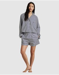 Polo Ralph Lauren - Shirting Stripes Crop Top & Boxer Short Cotton Pyjama Set