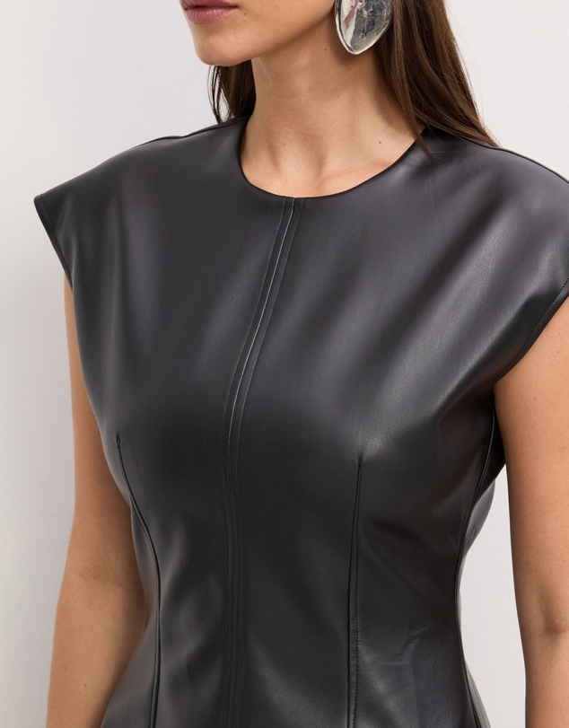 The Fated - Cam Faux Leather Midi Dress