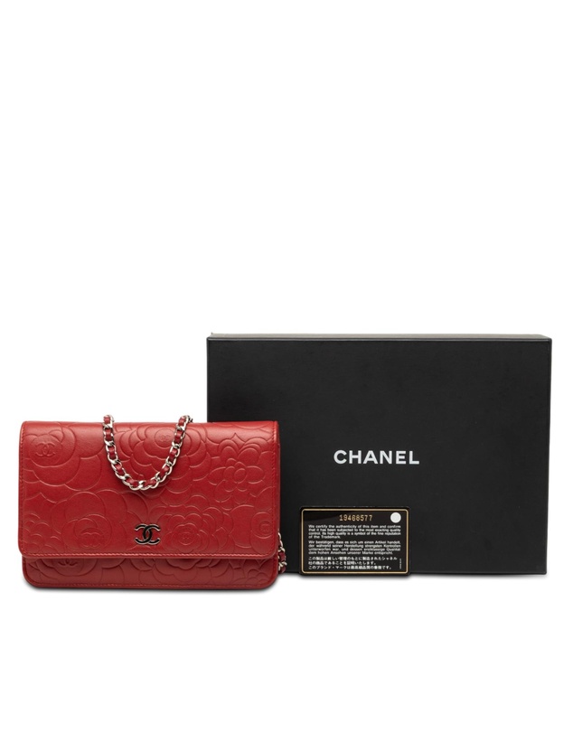 Pre-Loved by Azura Reborn - Pre-Loved CC Embossed Lambskin Camellia Wallet On Chain