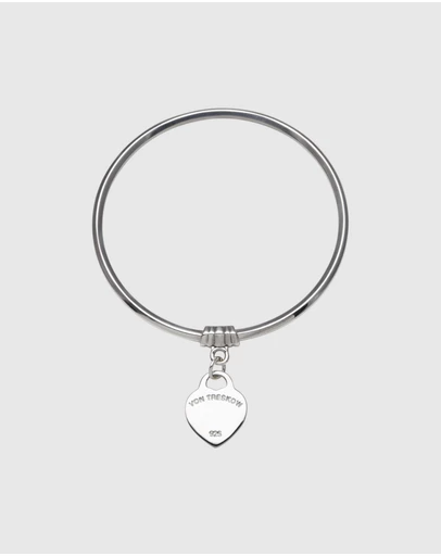 Von Treskow - Art Deco Bangle (3mm) with VT Flat Heart
