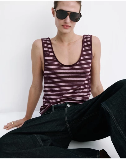 M.N.G - Linen Top with Round Neckline