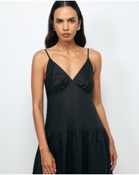 AERE - Bree V Neck Linen Maxi Dress