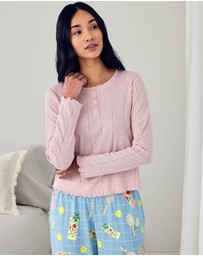 Chelsea Peers - Organic Cotton Tennis Net Cocktail Pointelle Henley Long Pyjama Set