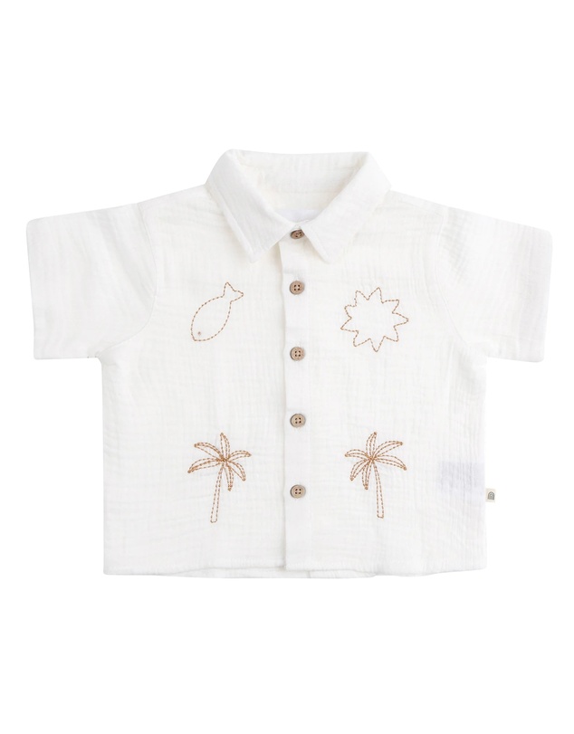 Kynd Baby - Woven Embroidered Shirt Coconut - Size 1