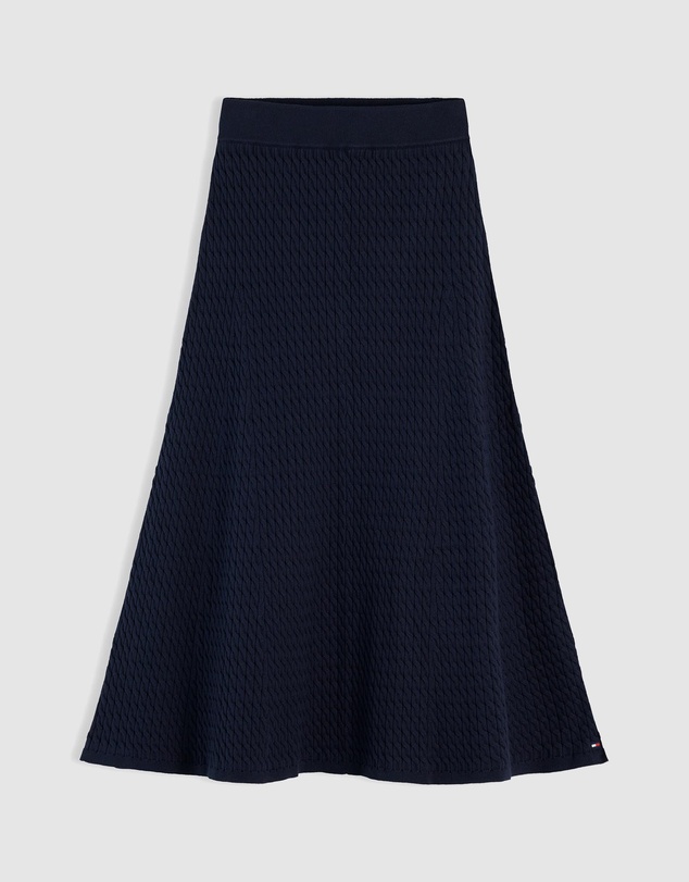 Tommy Hilfiger - Fine Cable Knit Midi A-Line Skirt