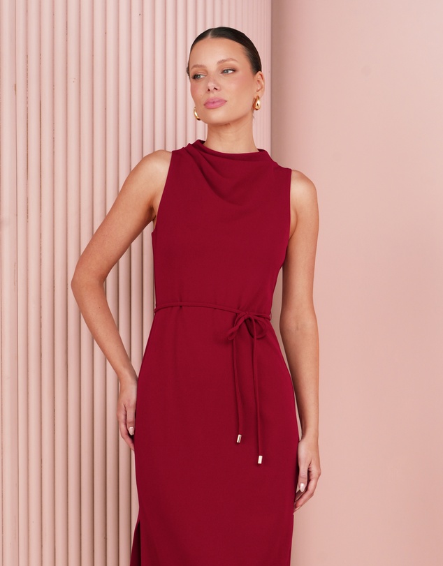 Azzurielle - Wynna Cowl Neck Midi Dress