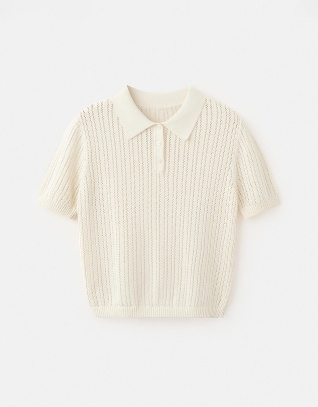 M.N.G - Openwork Knitted Polo-Neck Sweater