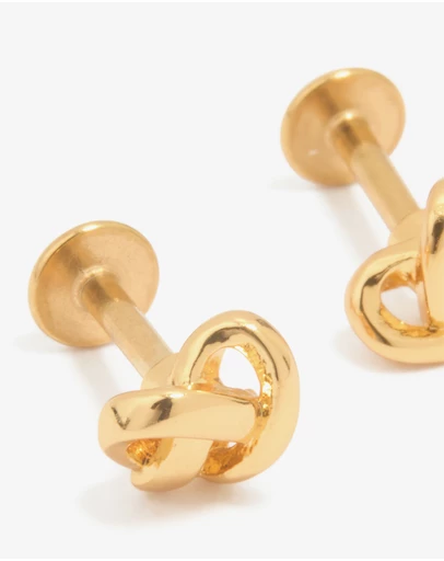 Lovisa - Gold Plated Titanium Pretzel Piercing Flat Back Studs