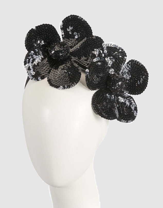 Max Alexander - Shiny Black Flower Fascinator