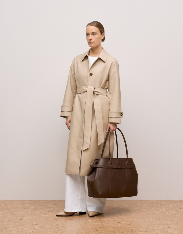 Trenery - Double Cloth Longline Trench Coat in Putty