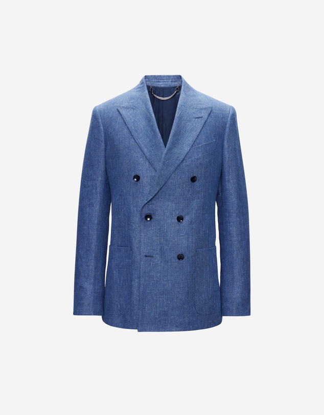 Calibre - Linen Lyocell Twill Double-Breasted Blazer Blue