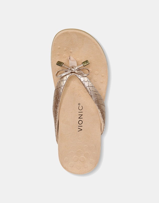 Vionic - Bella Toe Post Sandal - Rose Gold Metallic Croc