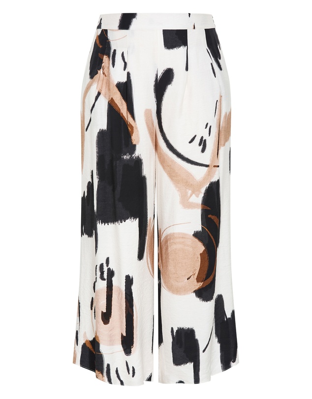City Chic - Plus size Alexi Exhibit Print Pant - ivory