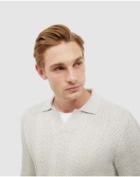 Politix - Herringbone Long Sleeve Trophy Neck Knit