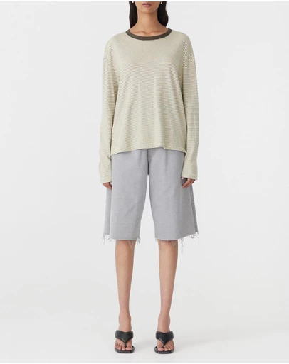Bassike - Stripe Boyfriend Heritage LS T-Shirt