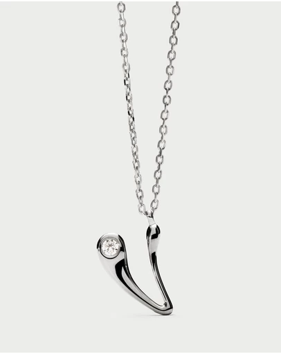 PDPAOLA - Initial 2026 V Silver Pendant Necklace