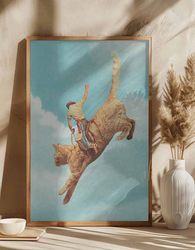 Olive et Oriel - Meehaw Rodio Cat by Vertigo Artography Art Print