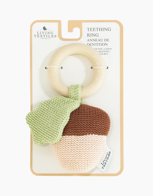 Living Textiles - Acorn Teething Ring Rattle