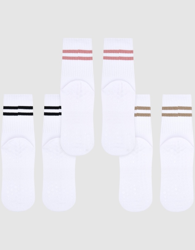 High Heel Jungle - Varsity Pilates Yoga Grip Socks - 3 Pack
