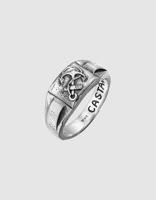 Haze & Glory - ICONIC EXCLUSIVE - Cast Away Anchor Signet Ring in Oxidised 925 Silver