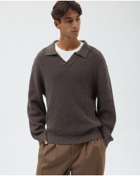 AERE - Oversized Open Collar Knit Polo