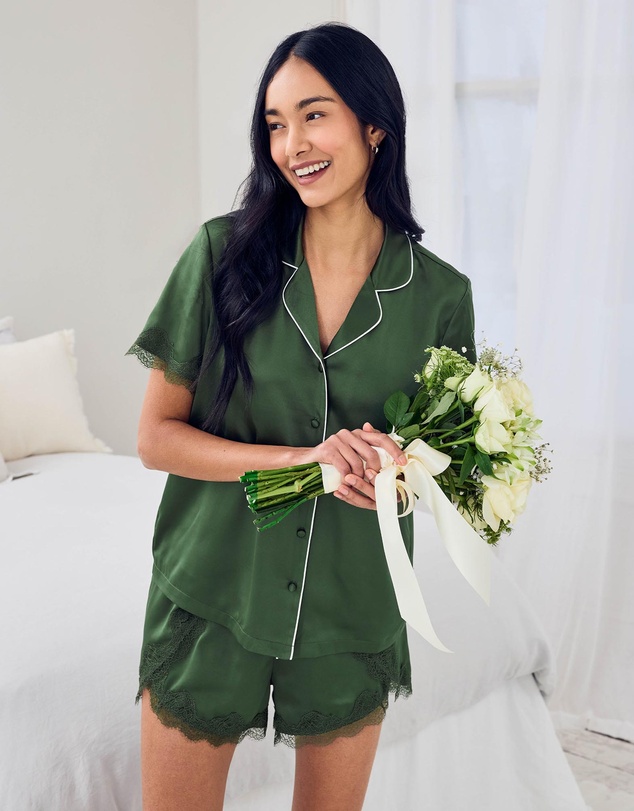 Chelsea Peers - Recycled Satin Button Up Pyjama Set
