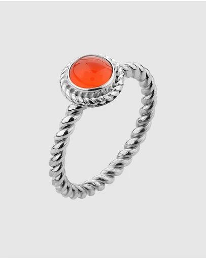 Elli Jewelry - Ring Cornelian Birthstone July 925 Sterling Silver