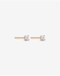 Michael Hill - Certified 0.25 Carat TW Round Brilliant Diamond Solitaire Stud Earrings in 18kt Yellow Gold