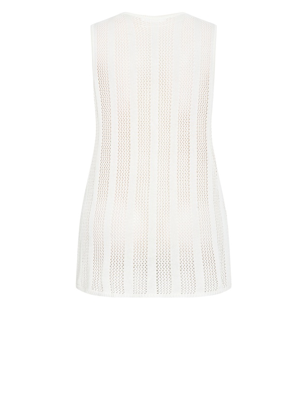 City Chic - Crochet Tie Vest - creme